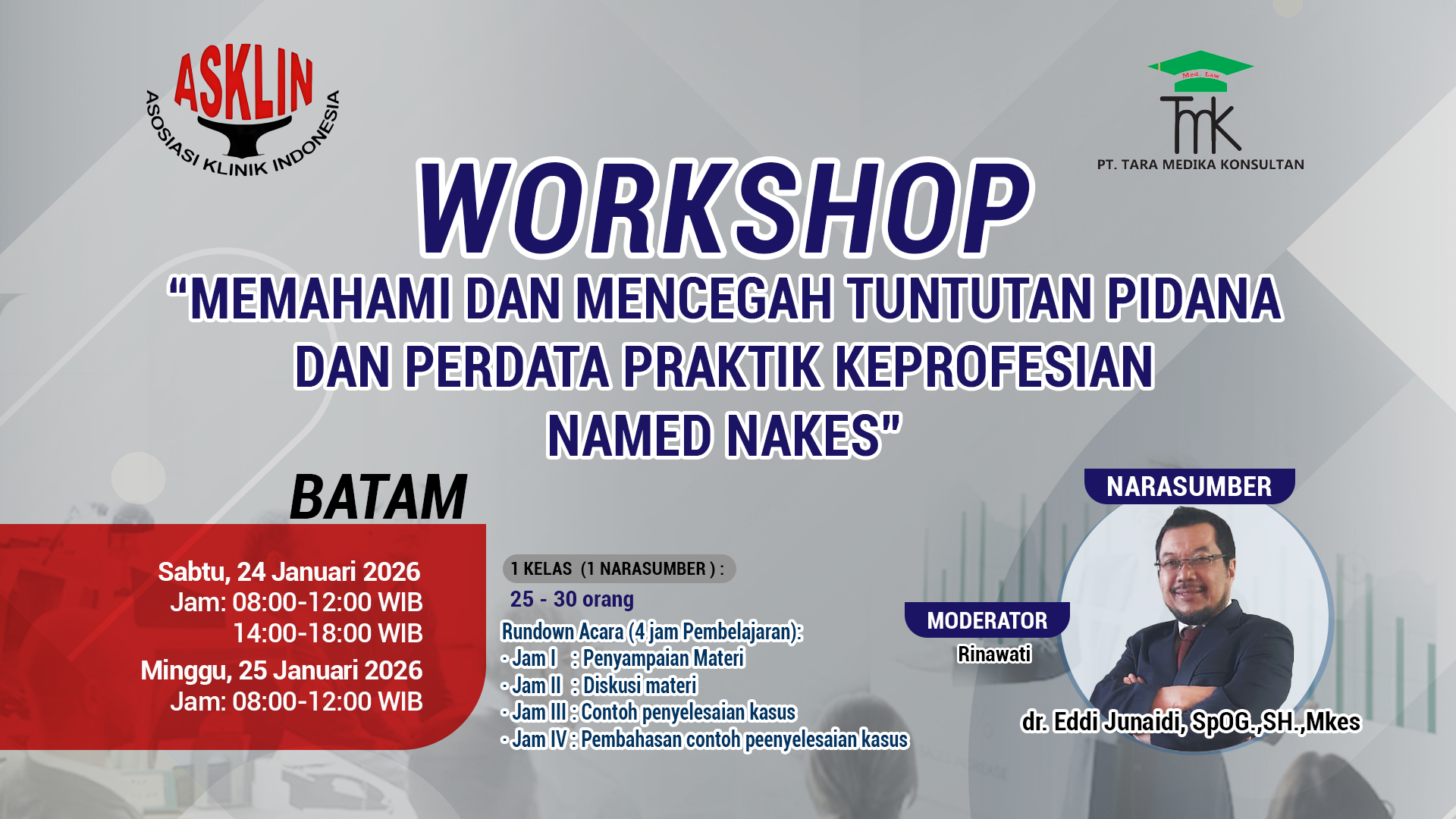 Workshop Memahami dan Mencegah Tuntutan Pidana dan Perdata Praktik Keprofesian Nakes